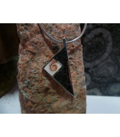Sterling silver pendant with Black Diorite and the Eye of Saint Lucia