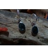 Boucles d'oreille argent massif et diorite noire