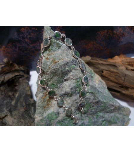 Bracelet argent massif et Vert d'Orezza