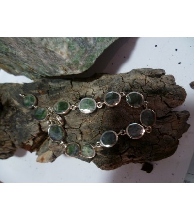 Bracelet argent massif et Vert d'Orezza