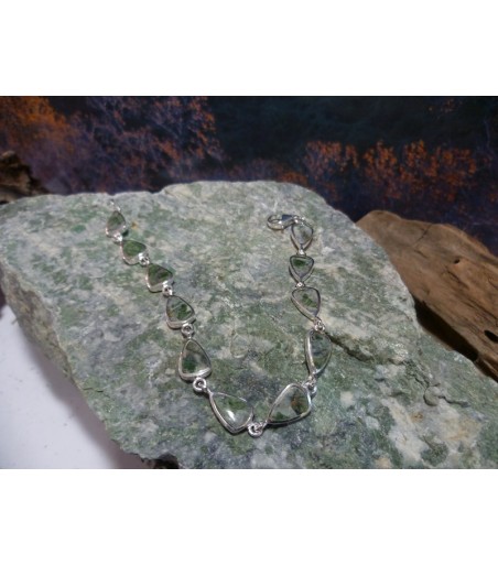 Bracelet argent massif et Vert d'Orezza
