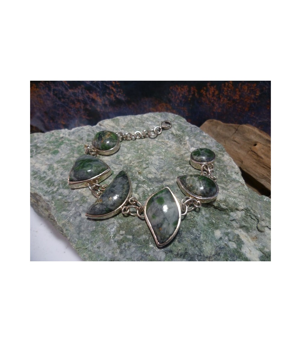 Bracelet argent massif et Vert d'Orezza