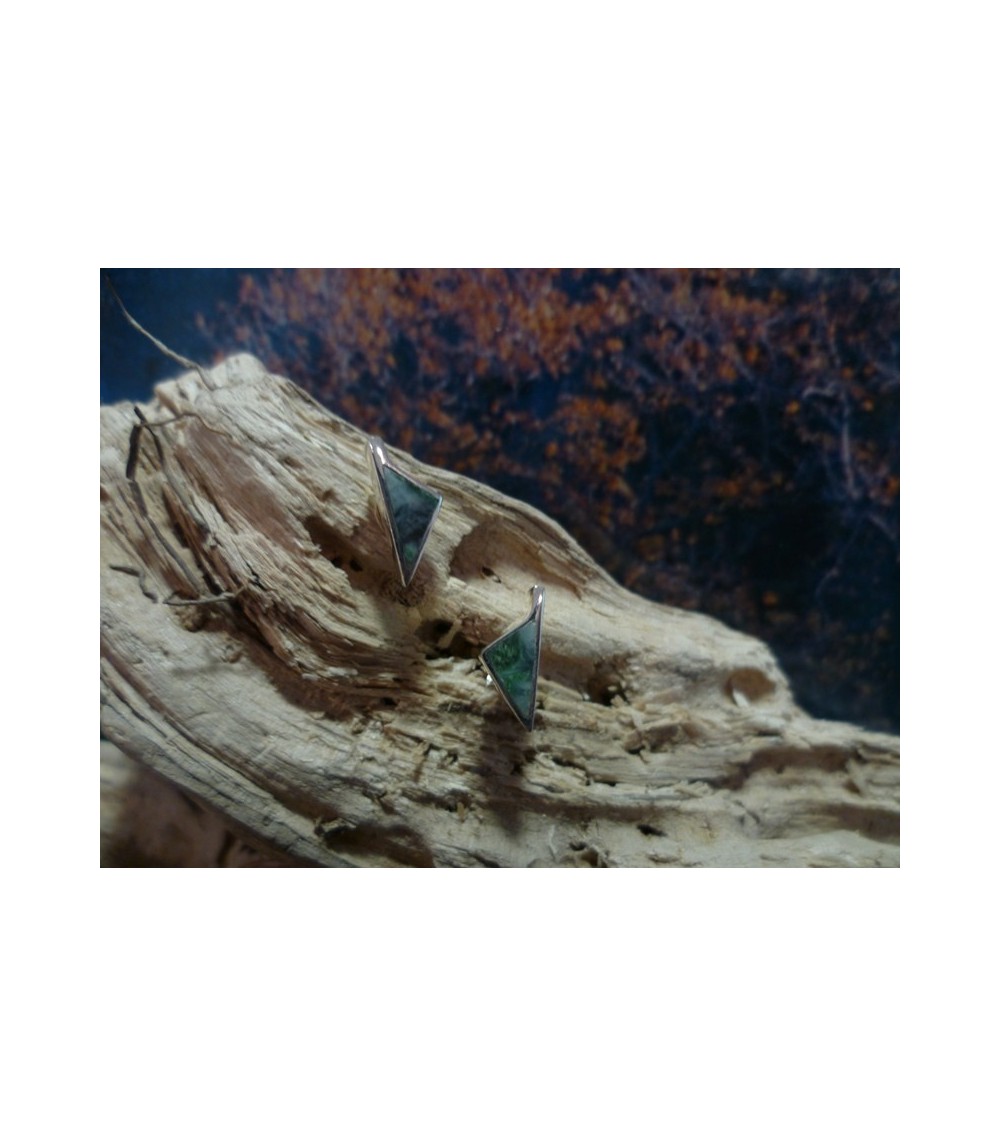 Boucles d'oreille argent massif et Vert d'Orezza