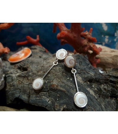 Boucles d'oreille argent massif et oeil de Sainte Lucie