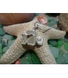 Pendentif argent massif oeil de Sainte Lucie et verre de plage
