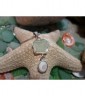Pendentif argent massif oeil de Sainte Lucie et verre de plage