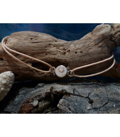 Bracelet cordon  naturel et oeil de Sainte Lucie