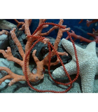 Collier or 18 carats et corail rouge de Méditerranée