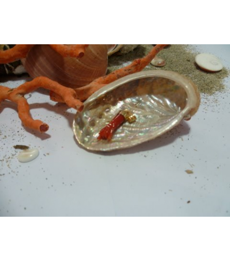 Pendentif main corail rouge et or 18 carats.