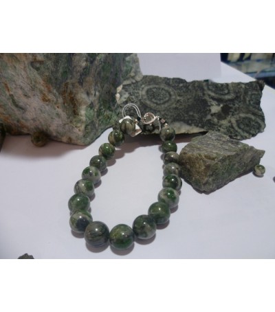 Bracelet argent massif et Vert d'Orezza