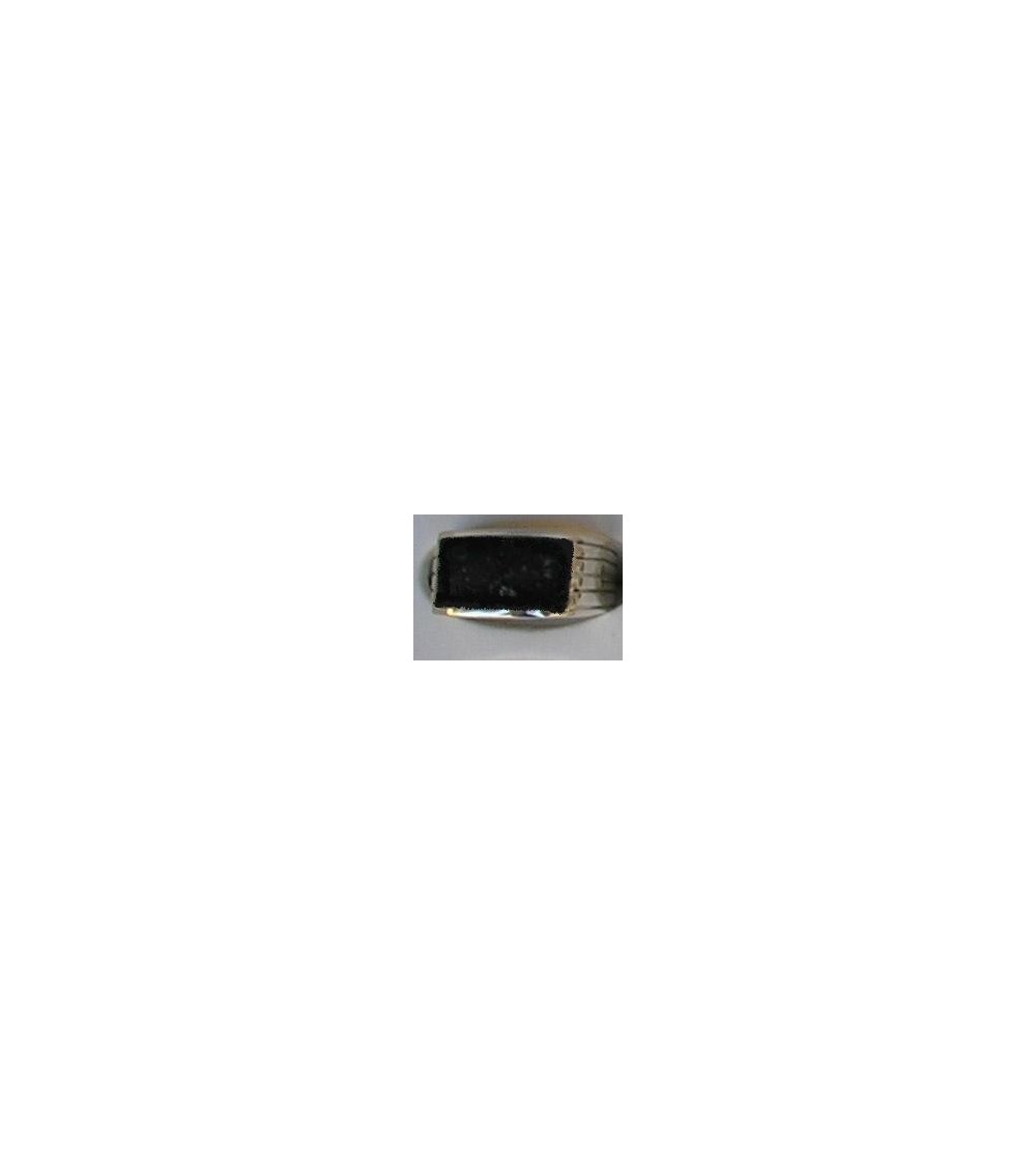 Bague argent massif et diorite noire