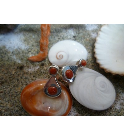 Sterling silver earrings with the true Mediterranean red coral