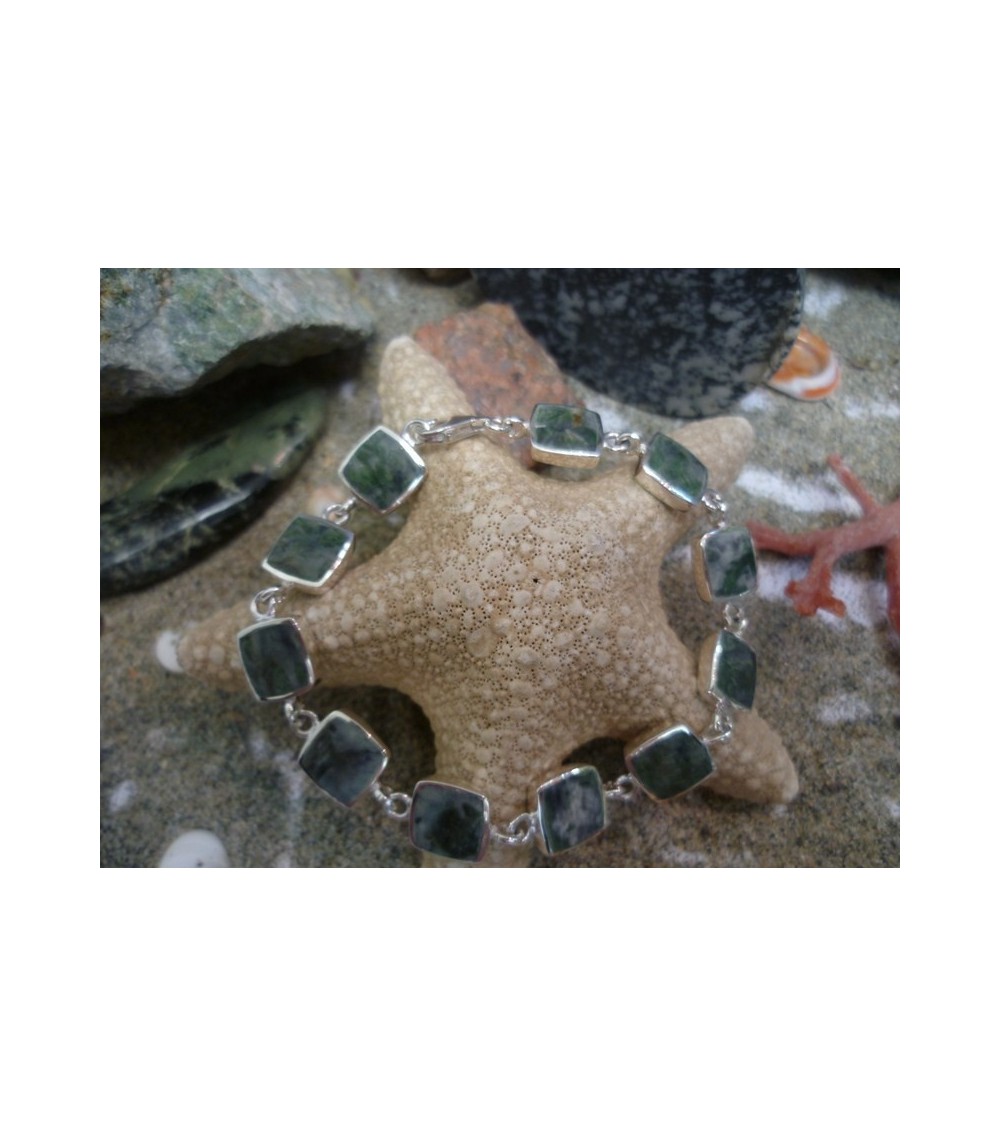 Bracelet argent massif et Vert d'Orezza