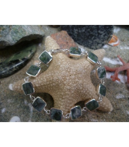 Bracelet argent massif et Vert d'Orezza