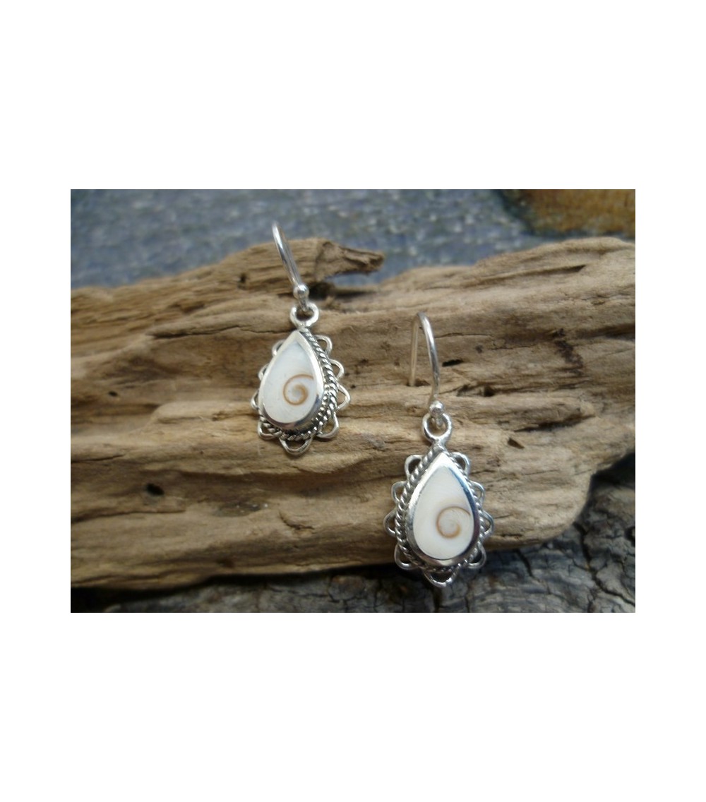 Boucles d'oreille argent massif et oeil de Sainte Lucie