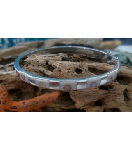 Bracelet rigide argent massif et oeil de Sainte Lucie