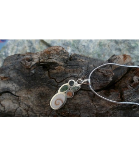 Sterling silver pendant with the Eye of Saint Lucia and a mix of Corsican stones