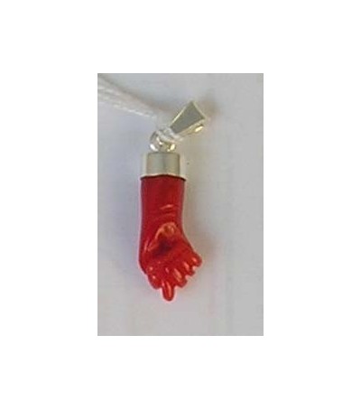 Pendentif main en corail rouge et argent massif