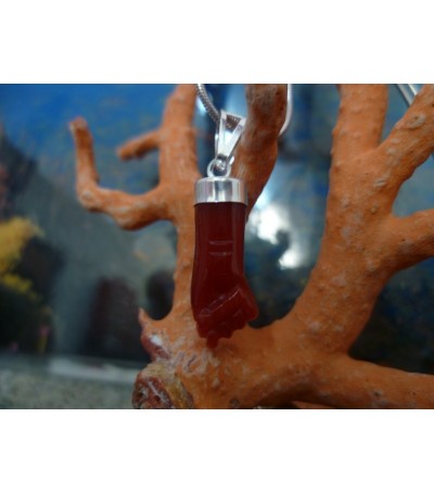 Red coral 'HAND' pendant and 925 Sterling Silver