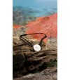 Bracelet cordon cuir naturel et oeil de Sainte Lucie