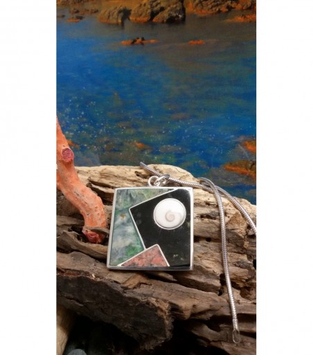 Sterling silver pendant with the Eye of Saint Lucia and a mix of Corsican stones