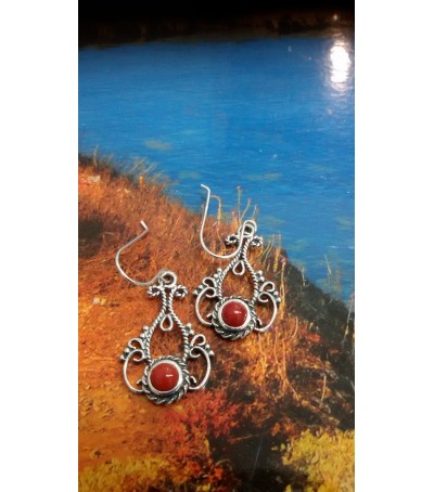 Sterling silver earrings with the true Mediterranean red coral