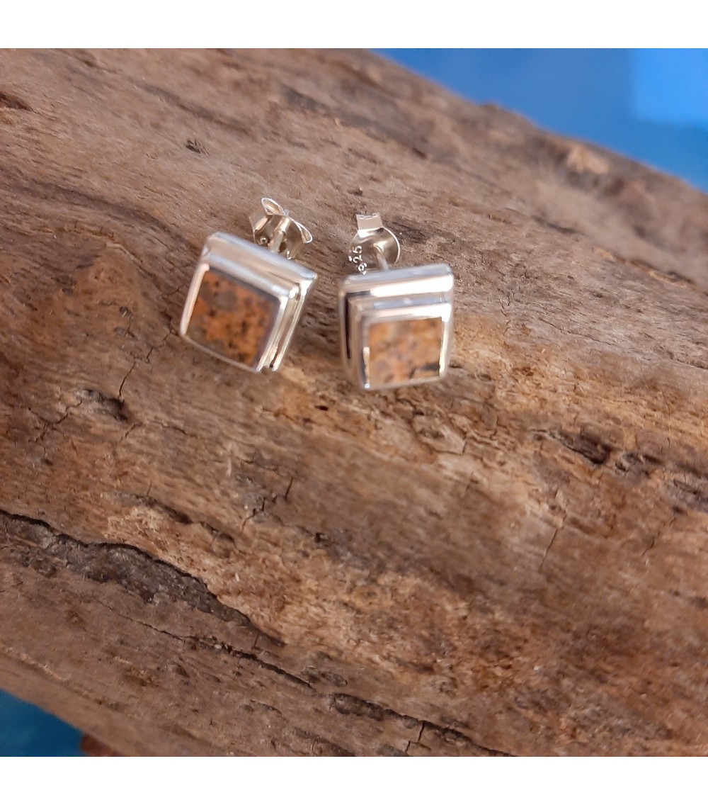 Boucles d'oreille argent massif et Rouge de Porto
