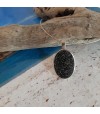Pendentif argent massif et Diorite Noire