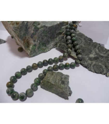 collier vert d'Orezza et argent massif