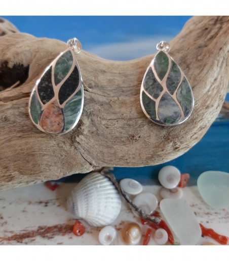 Pendentif argent massif et Vert d'Orezza