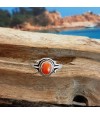 Bague argent massif et corail rouge