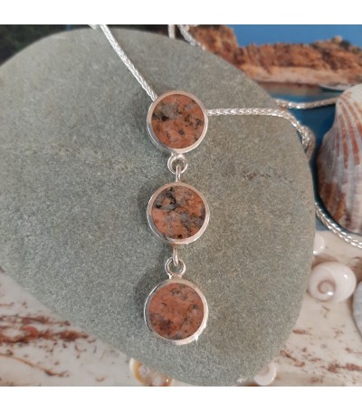 Pendentif argent massif et rouge de porto de Corse