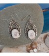Boucles d\'oreille argent massif et oeil de Sainte Lucie