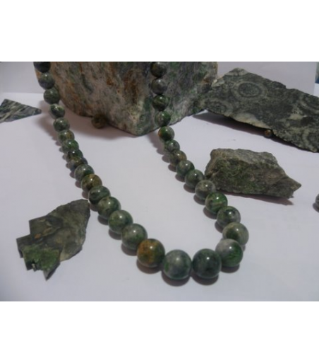 collier vert d'Orezza et argent massif