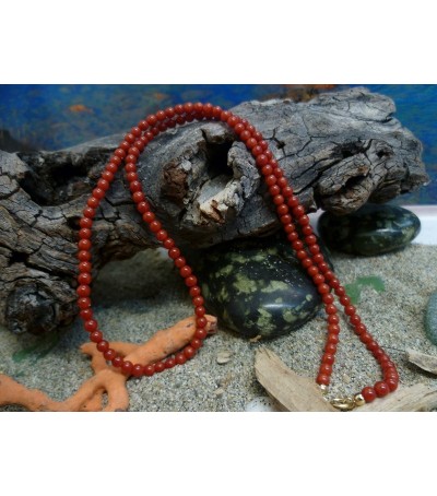 18k Gold necklace with the true Mediterranean red coral 