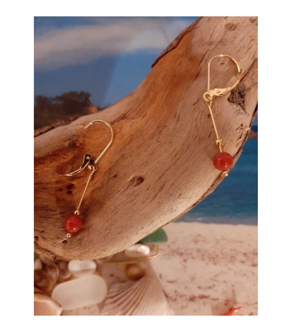 18k Gold earrings with the true Mediterranean red coral
