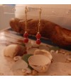 Boucles d'oreille or 18 carats et corail rouge de Méditerranée