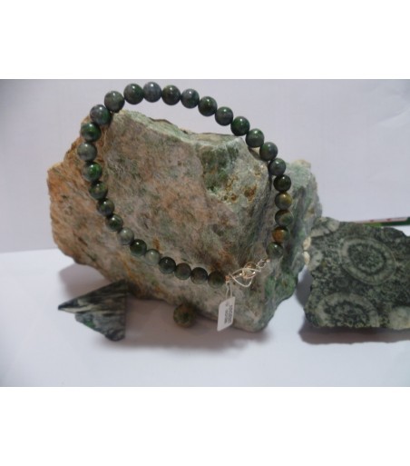 Bracelet argent massif et vert d'Orezza