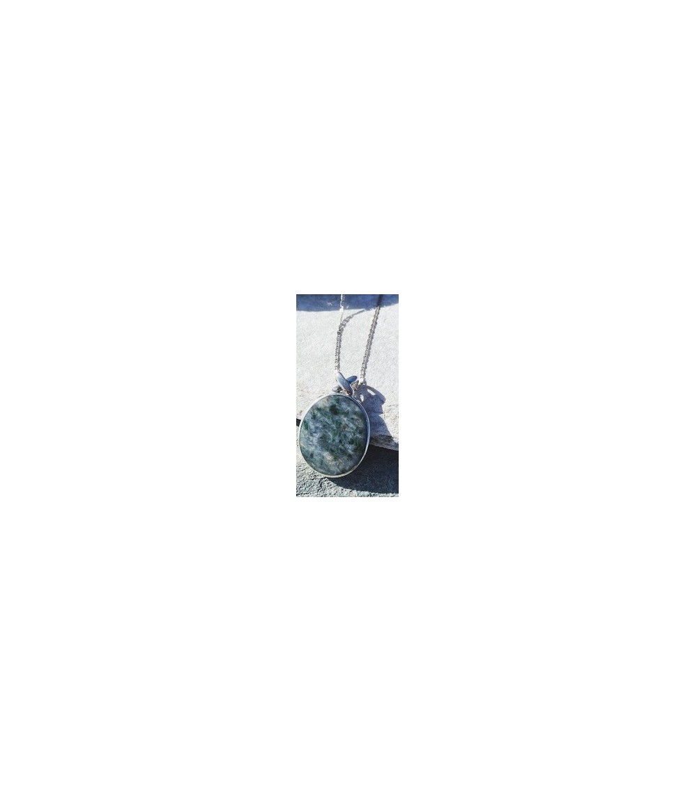 Pendentif argent massif et Vert d'Orezza
