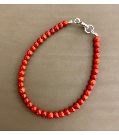 Sterling silver bracelet with true Mediterranean red coral