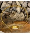 Bracelet rigide plaqué or et oeil de Sainte Lucie