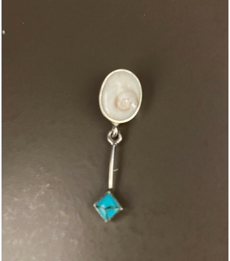 Pendentif argent massif turquoise et oeil de Sainte Lucie