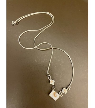Collier argent massif et oeil de Sainte Lucie