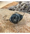 Bracelet argent massif et diorite orbiculaire