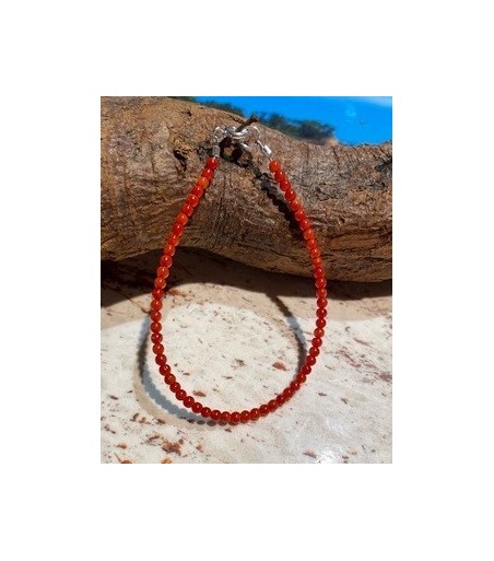 Bracelet argent massif et corail rouge de Méditerranée