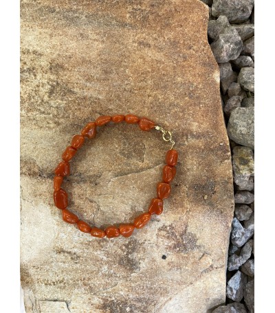 Bracelet (18 cm/3MM) or 18 carats et corail rouge de Méditerranée