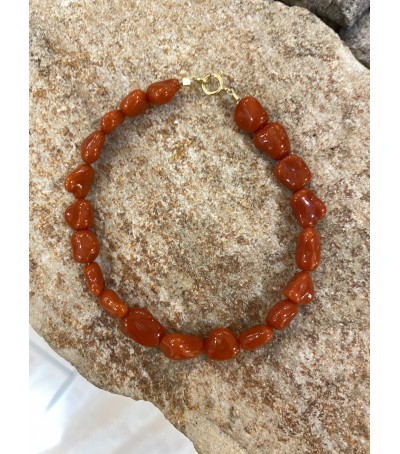 Bracelet (18 cm/3MM) or 18 carats et corail rouge de Méditerranée
