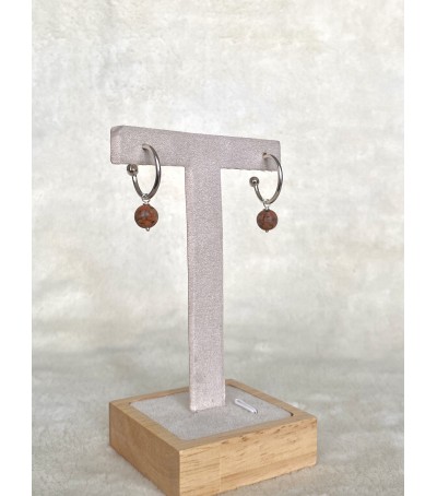 Boucles d'oreille argent massif et Rouge de Porto