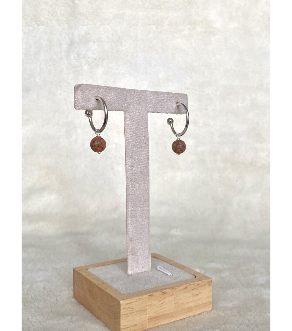 Boucles d'oreille argent massif et Rouge de Porto