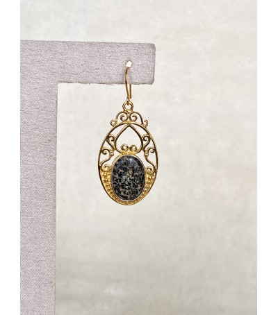 Boucles d'oreille Vermeil et Diorite Noire